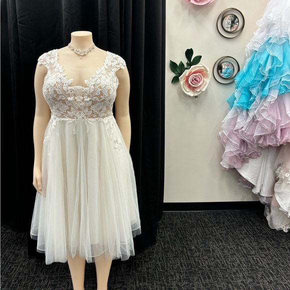 David’s  Bridal Size 20 W.  Beautiful tea-length gown - Picture 5 of 15